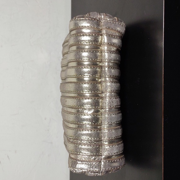 Annabel Ingall Platinum Lame` Leather Convertible Clutch Bag - Picture 8 of 8